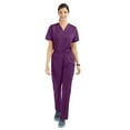thumbnail image 2 of Strictly Scrubs Women’s Scrub Set – Includes V-Neck Top and Elastic Pant (Small, Eggplant), 2 of 7