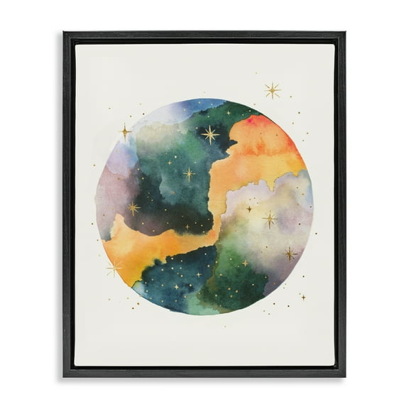 Stupell Industries Outer Space Nebula STEM Painting Black Floater Framed Canvas Art Print Wall Art, 17 x 21