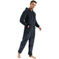 thumbnail image 3 of SWSMCLT Men's Fuzzy Fleece Christmas Onesies Pajamas Long Sleeve Soft Winter Cozy Fall Thick Flannel Loose Zipper Blue X-Large, 3 of 4
