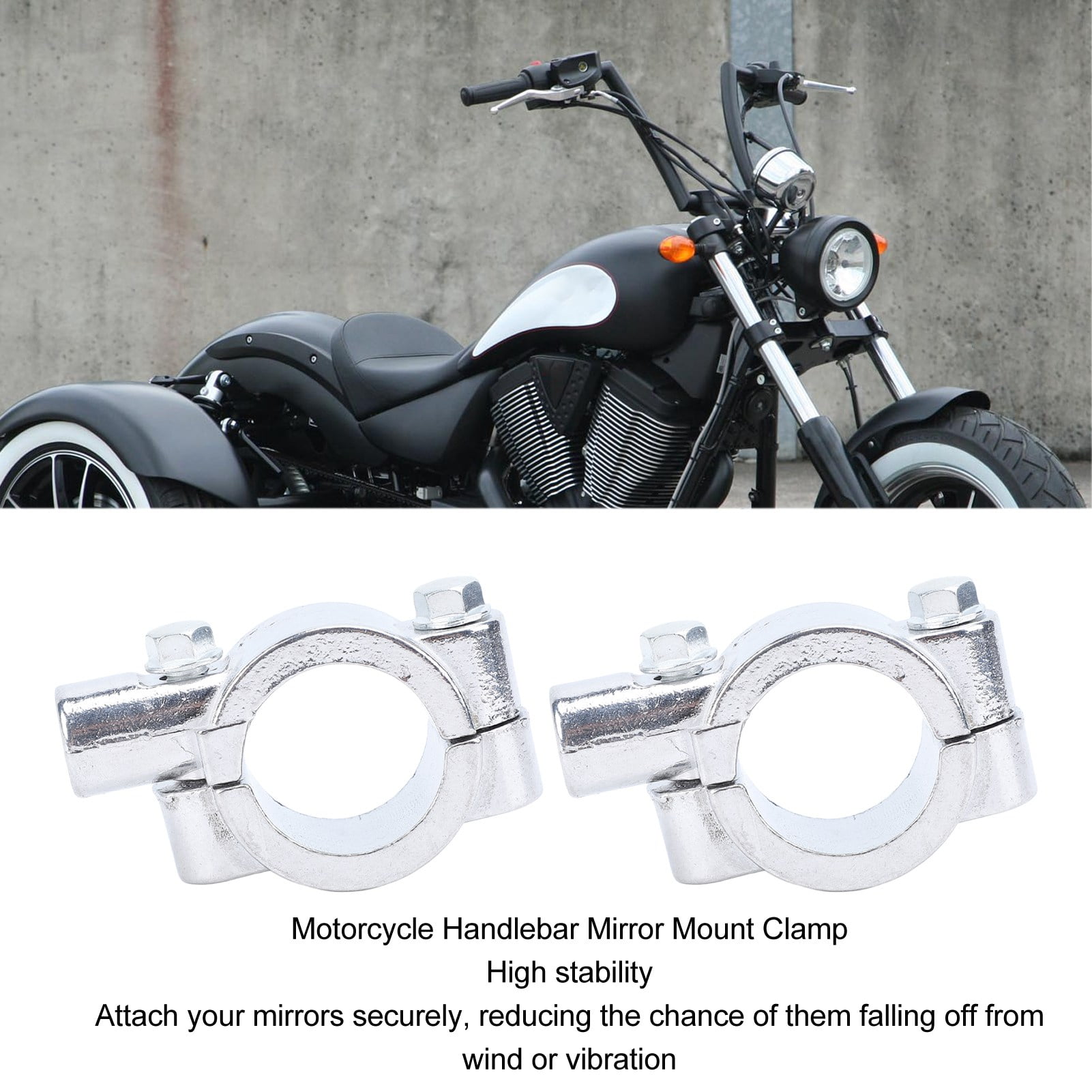 Motorcycle Rear View Mirror Pair - Silver Handlebar Mirrors With M8 & M10 Adapters For Easy Installation