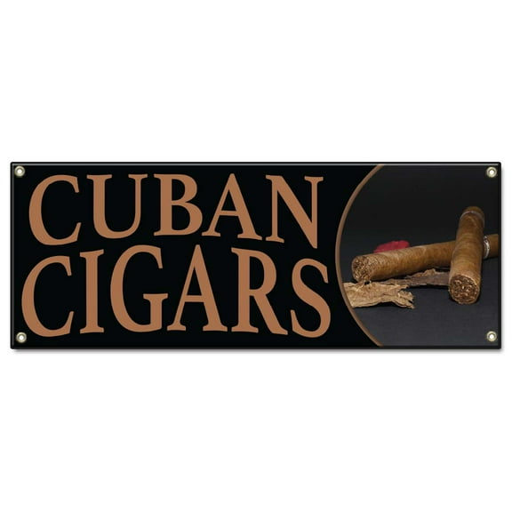 Cuban Cigars | 18" X 48" Banner | Heavy Duty 13oz. Outdoor Vinyl Single Sided With Grommets | Made in The USA