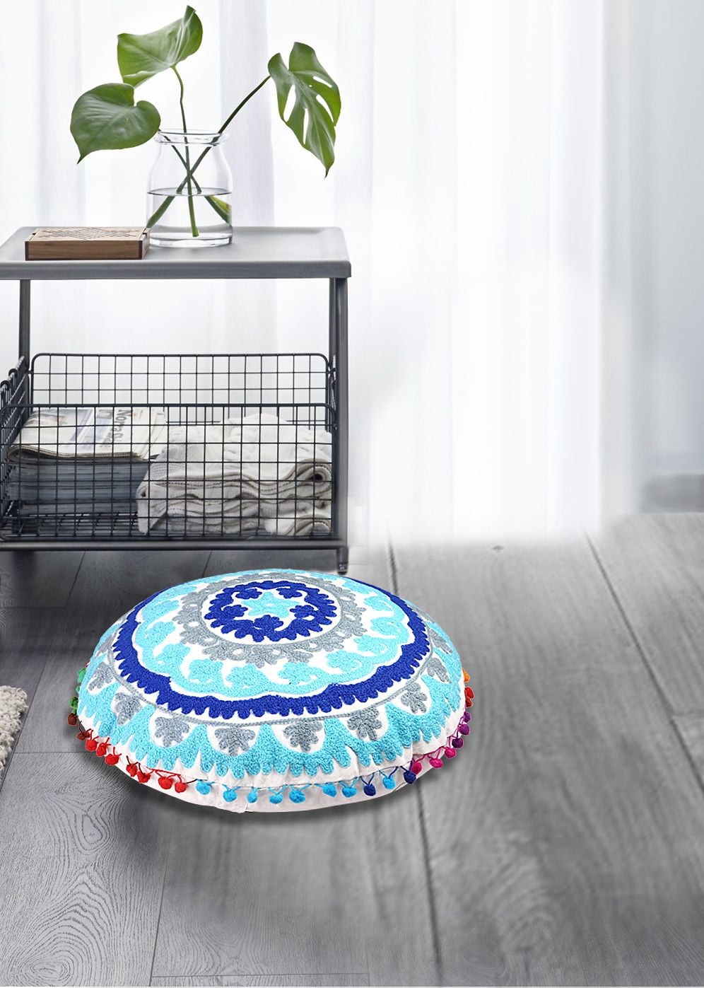 88.9cm Rotondo Cuscino Cover Cotone Floor Ottomano Vintage Patchwork