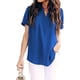 thumbnail image 1 of Minnieouse Camisa de mujer con cuello en V Blusa de gasa Manga corta Color sólido Top casual Prendas para la parte del cuerpo azul SG Minnieouse AP003271-29, 1 of 5