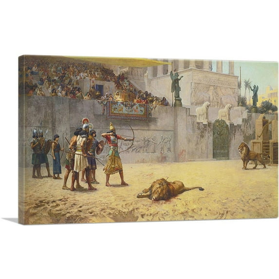 ARTCANVAS The Diversion Of An Assyrian King 1878 Canvas Art Print by Frederick Arthur Bridgman - Size: 12" x 8" (0.75" Deep)