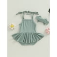 thumbnail image 4 of Faithtur Bébé Filles Robe d'Été Romper Tutu Sans Manches de Couleur Unie Ensembles de Jeux et Bandeau, 4 of 8