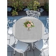 thumbnail image 6 of Gray Geometric Round Fitted Tablecloth with Elastic Edge, Waterproof Table Cloth Table Cover for 55"-60" Tables, White Greek Key Design Burlap Modern Art Tablecloths for Dining Picnic Indoor Outdoor, 6 of 9