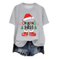 thumbnail image 2 of larppty Women's Merry Christmas T-Shirt Fashion Graphic Short Sleeve Funny Casual Holiday Tee Tops (Light Gray, L), 2 of 4
