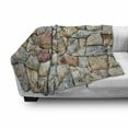 thumbnail image 3 of Cobblestone Soft Flannel Fleece Blanket, Realistic Illustration of Antique Style Rustic Natural Rubble Stone Wall Design, Cozy Plush for Indoor and Outdoor Use, 70" x 90", Multicolor, by Ambesonne, 3 of 6