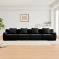 thumbnail image 3 of 4-Seat Boneless Sofa,High-Quality Teddy Fabric,No assembly required Curved armrest,Anti-slip Design,32D High Density Sponge Full Compression Vacuum Packag,For Studies Iiving Rooms,Black, 3 of 5
