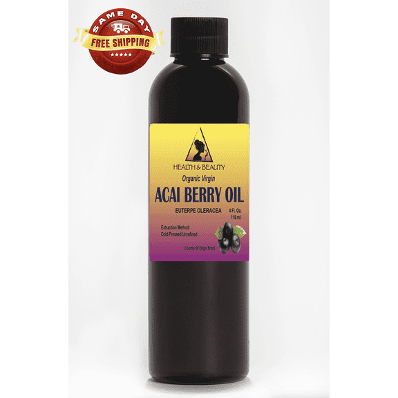 Acai Berry Oil Unrefined Organic Virgin Cold Pressed Pure 4 oz