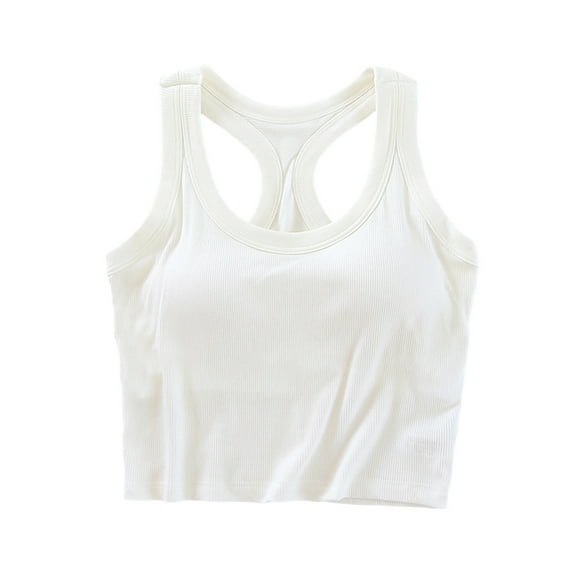 Kaemgyyd Workout Tops for Women Seamless Crew Neck Racerback Stretchy Tee Soft Breathable Athletic Cropped Shirt with Built-In Bra