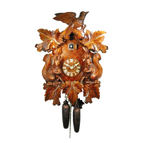 Cuckoo Clock Seven Leaves, Squirrel, Bird