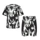 thumbnail image 1 of Balery Floral Cow Silhouette Conjunto de Pijama Infantil de Manga Corta con Estampado – Ropa de Dormir de Algodón Suave-XX-Large, 1 of 6