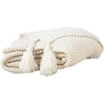 thumbnail image 2 of Manta, Manta de punto, Manta de punto con borlas, Cojín de sofá, Cama, Beige Namotu WL-00855-2, 2 of 6