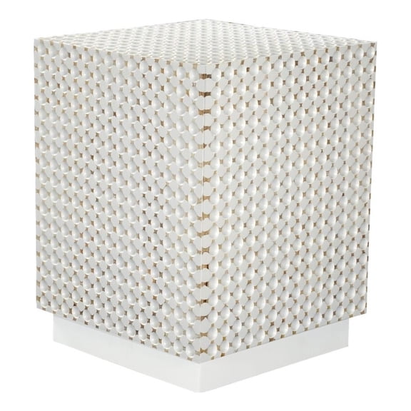 Carolina Dimple 24" High x 18" Square Accent Table in Whitewash