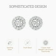 thumbnail image 2 of Gilded 1 Carat Total Weight Lab-Grown Diamond Stud Earrings for Women | 925 Sterling Silver | Round Halo Shaped | Hypoallergenic Fine Jewelry | Prong Setting, Push Back Nut | SI1 Clarity, F Color, 2 of 7