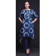 thumbnail image 2 of Bimba Kurti Asymétrique Bleu Teinture sur Nœuds Shibori Imprimé pour Femmes Robe d'Été Indienne Tunique Grand, 2 of 6