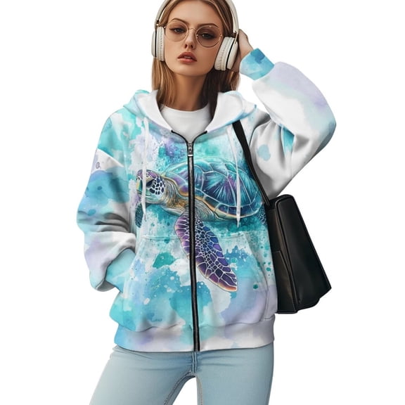 Yuyamidu Oversized Hoodies for Women Sweatshirt Animal Hoodie Sea Turtle Womens Zip Up Hoodies Cute Sweatshirt Womens Jackets Casual with Hood Lightweight Workout Hoodie