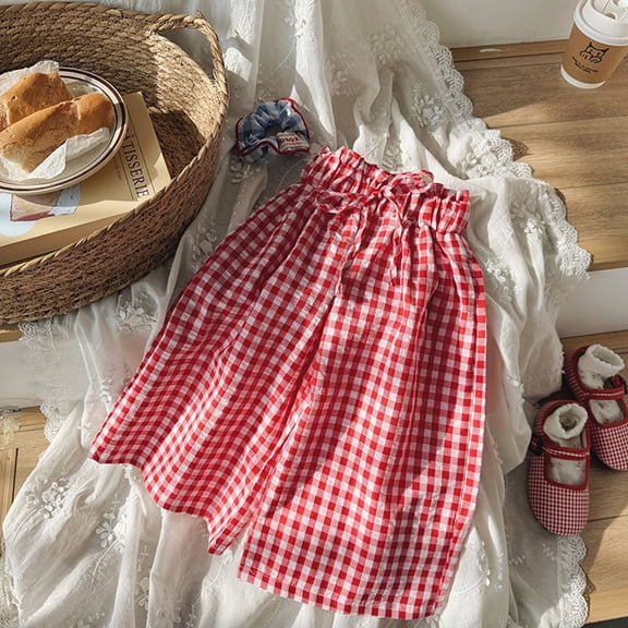 HAYIMI Kids Pants Toddler Baby Girl Boy Classic Pants Plaid Elastic Jogger Gingham Long Pants Summer Fall Wide Leg Pants Stylish Solid Color Daily Casual Trousers Slacks