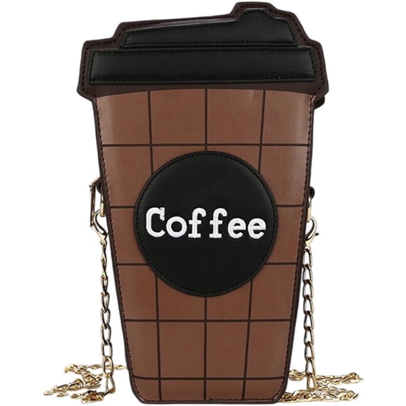 Jiibva Women's Phone Bags Purses, Personality Coffee Cup Shape Crossbody Bag, Pu Leather Chain Shoulder Bag Handbag Ladies Satchel Bags for Travel, Work