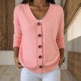 thumbnail image 2 of zaveiop Women's Knit Cardigan Button up Long Sleeve Casual Fall Cardigan Sweater (Z3-Pink, S), 2 of 9