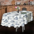 thumbnail image 6 of Rustic Oval Tablecloth 60x84 Inch,Blue and White Country Tablecloth Classic French Village Print Polyester Waterproof Table cloth for Farmhouse Kitchen Decor/Indoor and Outdoor Tables/Parties/Picnics, 6 of 6