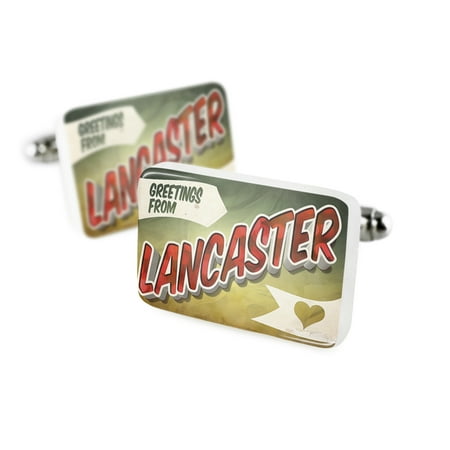 Lancaster Cufflinks - Cufflinks Greetings from Lancaster, Vintage PostcardPorcelain Ceramic NEONBLOND