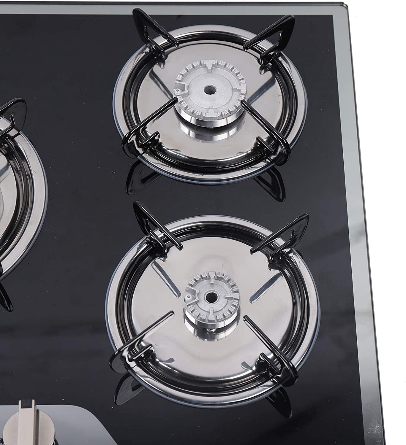 Miumaeov Gas Cooktop Stove Build-in 5 Burners 8 mm Tempered Glass Battery Pulse Ignition