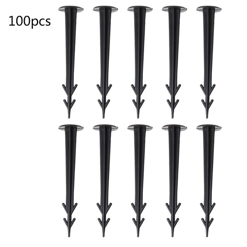 100Pcs Garden Cover Plastic Spikes Fixing Ground Stakes Landscape Lawn Pins Pegs 