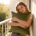 thumbnail image 5 of Velvet Throw Pillow Covers, Olive Green Pillow Cases, 18X18 In, Green Velvet Fabric, Square Pillow Covers, Plush Cushion, Living Room Decor, 5 of 9