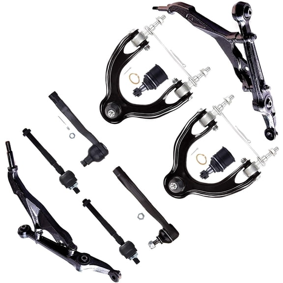 CCIYU Inner Tie Rod Ends Lower Ball Joints Lower Control Arms Outer Tie Rod Ends Upper Control Arms Compatible fit for 1992-1995 for Honda Civic 1993-1997 for Honda Civic del Sol 10pcs Suspension Kit