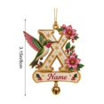 thumbnail image 4 of Clearance! Personalized Letter Christmas Tree Ornament, Hummingbird Floral Custom Name Hanging Pendant, Customized Alphabet Christmas Decorations Indoor, Holiday Wreath & Gift Tag Decor, X, 4 of 7