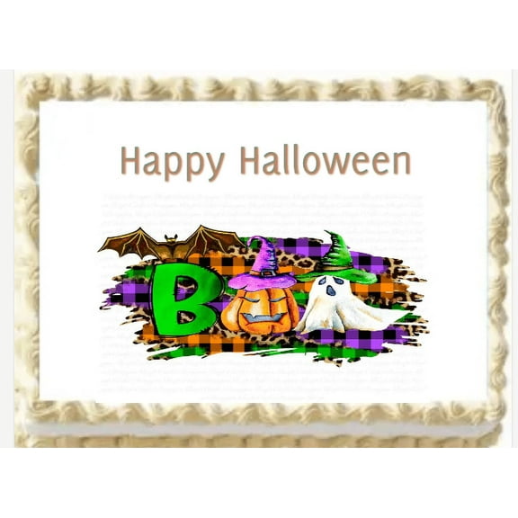 Happy Halloween Edible Cake Image Party Topper Decoration- 1/4 Sheet n1