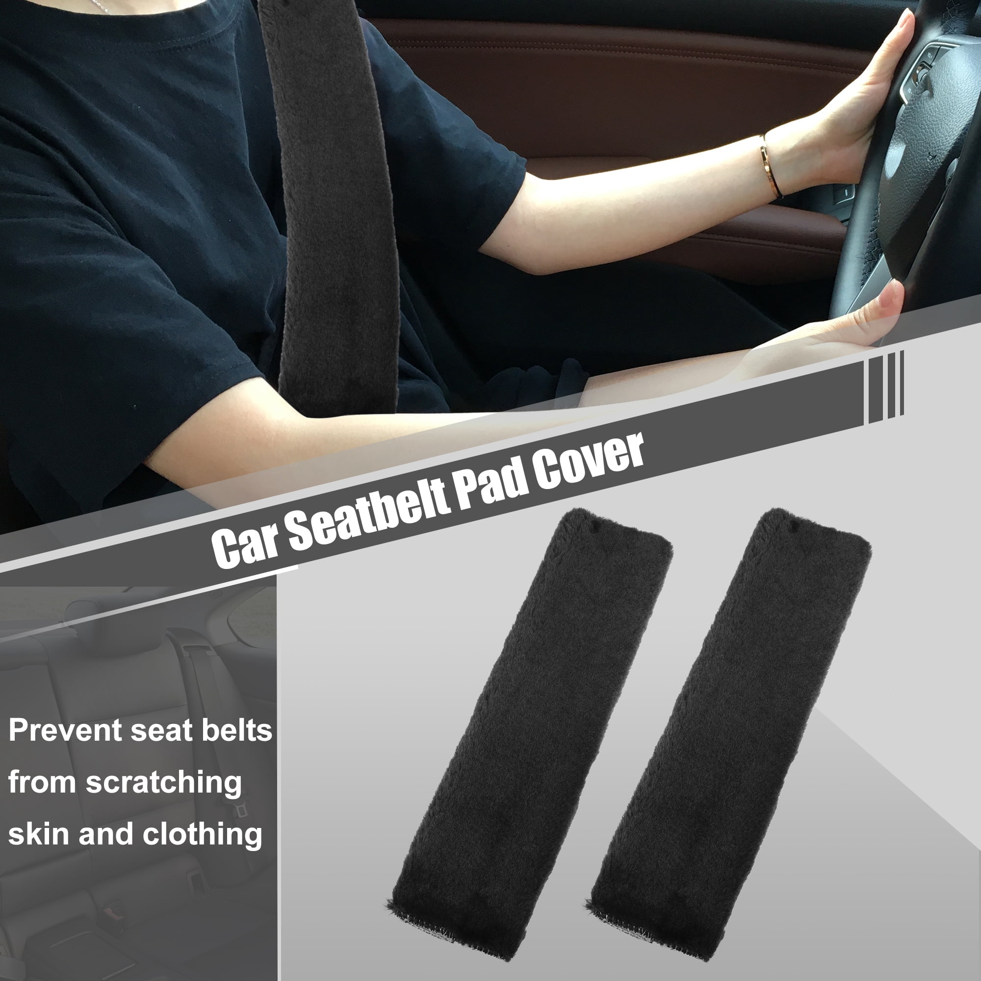 Unique Bargains Plush Car Seat Belt Protector Pads Shoulder Strap Covers Universal Black