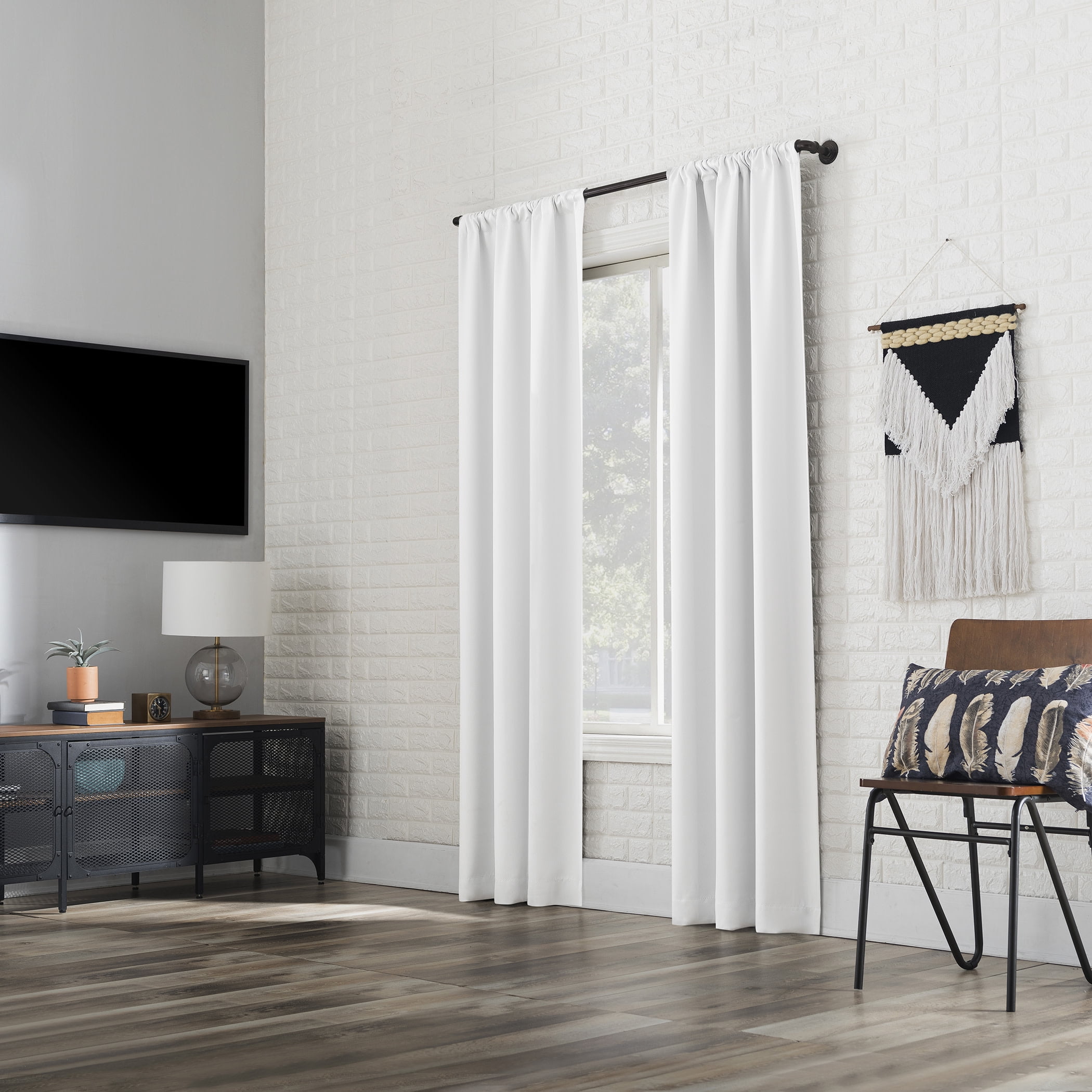 Sun Zero Bergen Theater Grade Extreme 100% Blackout Rod Pocket Curtain Panel, 40"X96", White