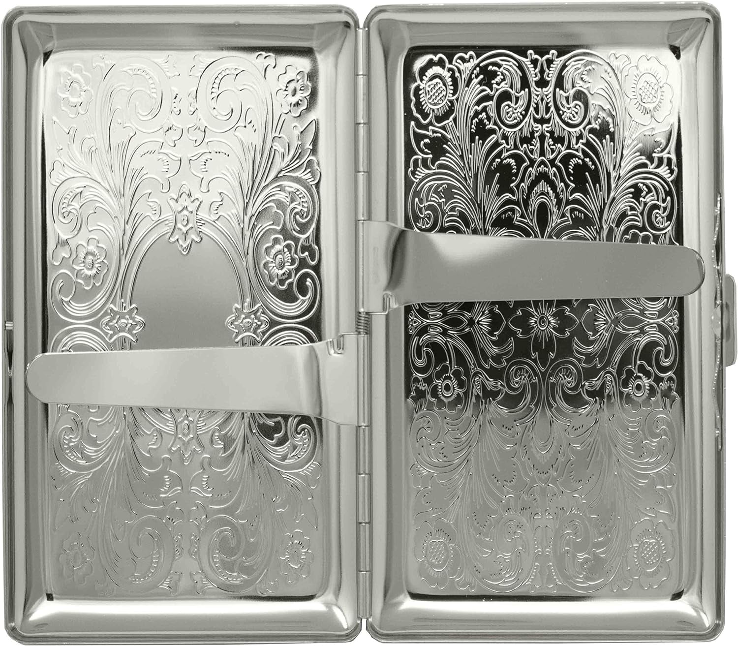 cigarette cases for 120s Set of 2 Metal-Plated 120s Cigarette Case & Stash Box (Silver Victorian  Scroll)