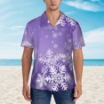 thumbnail image 2 of Fuzoiu Snowflakes Print Hawaiian Shirt for Men, Summer Beach Casual Short Sleeve Button Down Shirts, Men’s Beach Summer Shirts with Pocket,Small, 2 of 7