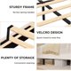 thumbnail image 4 of Adjustable forrado cabecero tamaño individual marco cama-bouclé cama plataforma almacenamiento cajones girls. princess marco cama niños strong wood slat support no necesita colchón base m..., 4 of 7