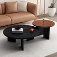 thumbnail image 1 of Round Nesting Coffee Table Set of 2, Round Solid Wood Coffee Table Set, Side End Table, Modern Simple Center Table,for Living Room Bedroom Office Balcony(Multi-colored1,70cm), 1 of 9