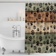thumbnail image 2 of Polyester Fabric Sage Green Brown Shower Curtain, Farmhouse Dog Paw Vintage Waterproof Bathtub Curtain Bathroom Decor Set with Hooks 72 x 96 Inches, 2 of 6