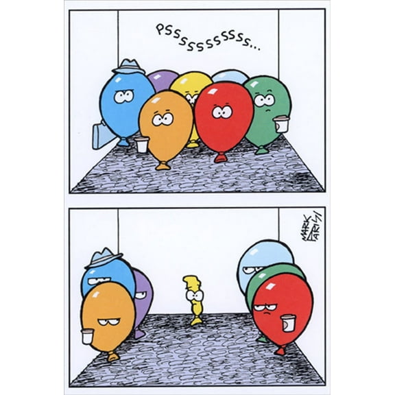 Recycled Paper Greetings Deflated Balloon in Elevator Funny / Humorous Birthday Card