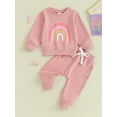 thumbnail image 3 of 2PCS Baby Girls Fall Outfits 6 12 18 24M 3T Long Sleeve Rainbow Print Sweatshirt + Pants Set Toddler Clothes, 3 of 10