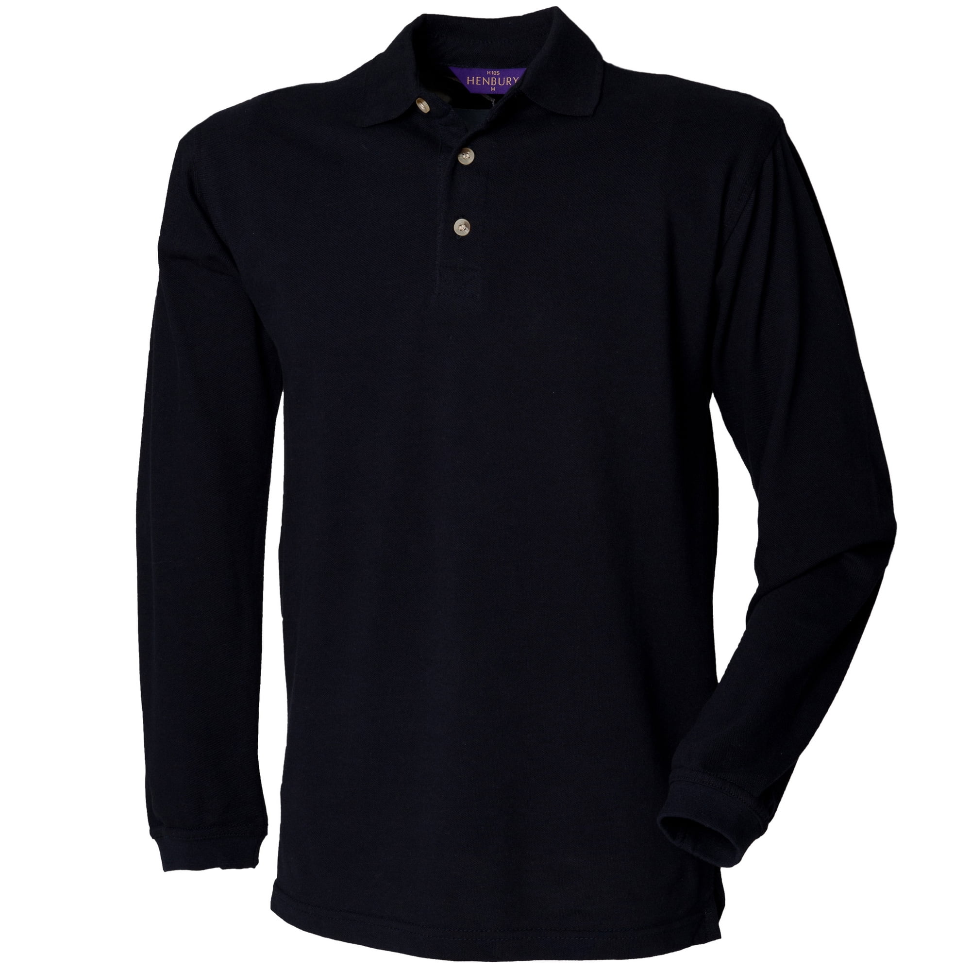 Henbury Mens Classic Plain Long Sleeve Cotton Polo Shirt | Walmart Canada