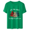 thumbnail image 4 of Zpanxa Blouses for Women Round Neck T-shirt Lattice Christmas Tree Print T-shirt Short Sleeve T-Shirt Tops Womens Summer Tops Green XXL, 4 of 8