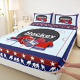 thumbnail image 3 of Homewish Hockey Helmet Twin Sheet Sets,Ball Sport Game Twin Fitted Sheet,Blue Red Flat Sheet For Boys Kids,Super Cozy Room Decor,3 Pieces, 3 of 7