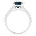 thumbnail image 4 of Clara Pucci 14K White Gold Solid Gold LondonBlueTopaz Solitaire with Accents Anniversary Ring for Women - 2.3 cttw Round Cut, 4 of 8