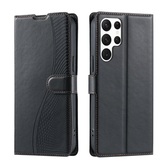 Samsung Galaxy S24 Ultra 5G Étui, Portefeuille en Cuir Pu Couverture Rabattable Porte-Cartes Support Magnétique