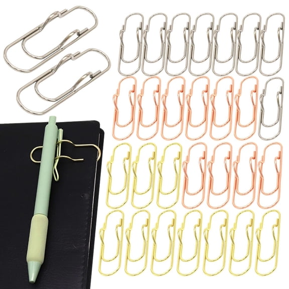 CozeLy Pen Holder Clip for Notebook 10 Pack Metal Pen Clips Gold Silver Rose Gold Pen Holder for Journal Paperclip Holder Travelers Notebook Accessories