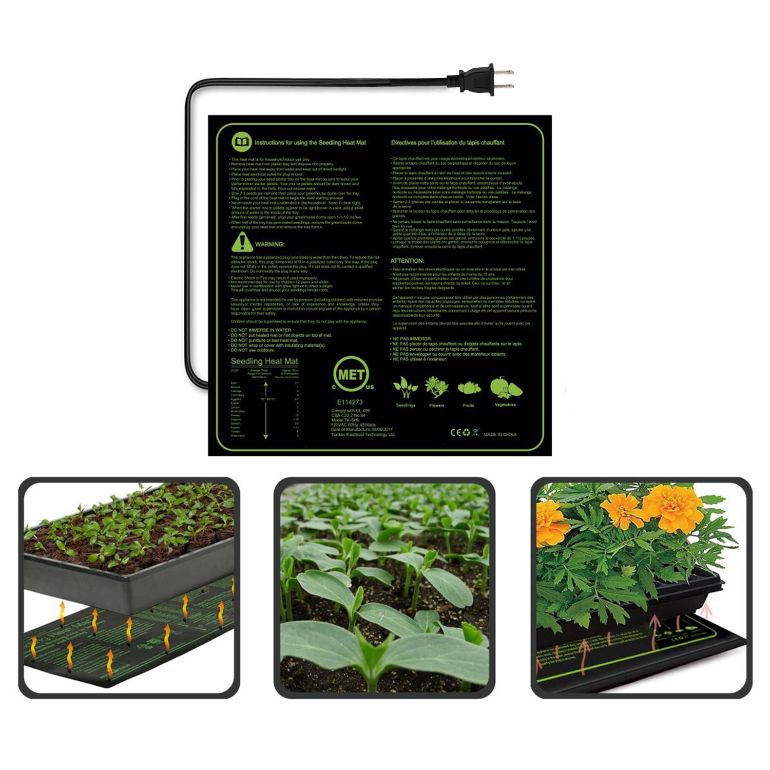 Plant Heating Mat Seedling Flower Electric Waterproof Warm Hydroponic Pad 3 Size 