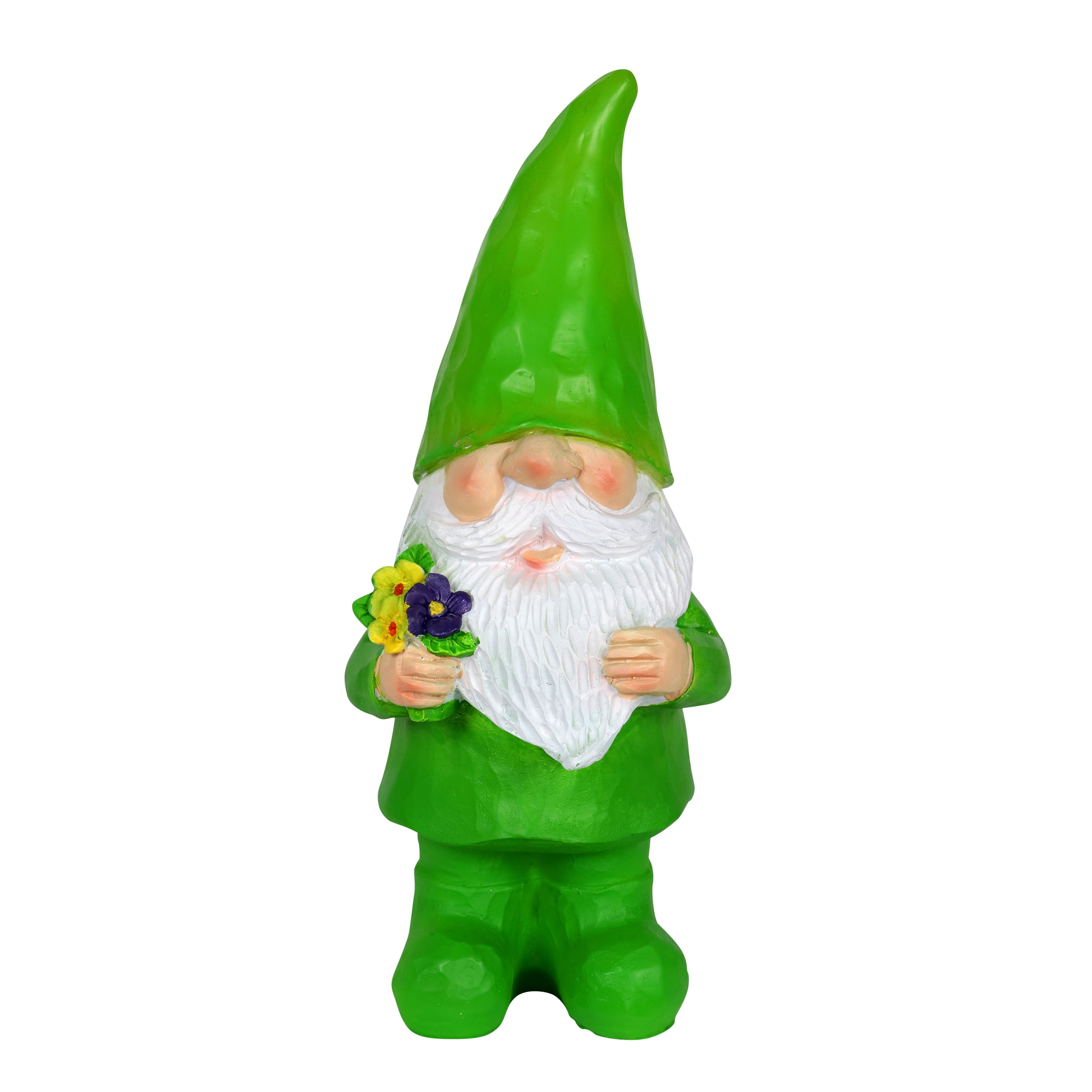Exhart Solar Green Gilbert Woodland Garden Gnome Statue with Mushroom